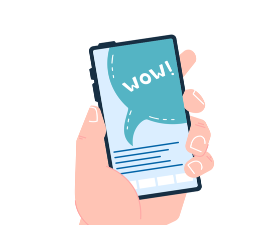 Hand mit Handy und Landingpage Template